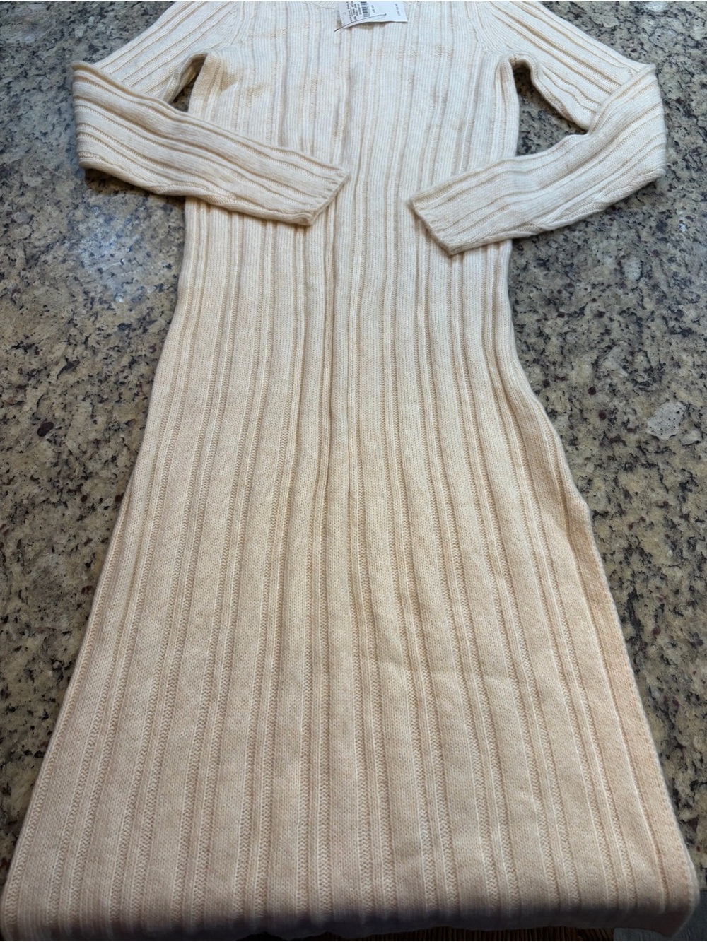 American Eagle Outfitters Cream Ribbed Knit Dress